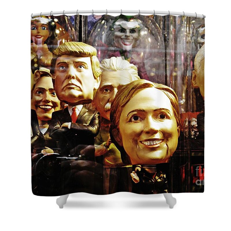 Celebrity Shower Curtain featuring the photograph Celebrity Bobbleheads 1 by Sarah Loft