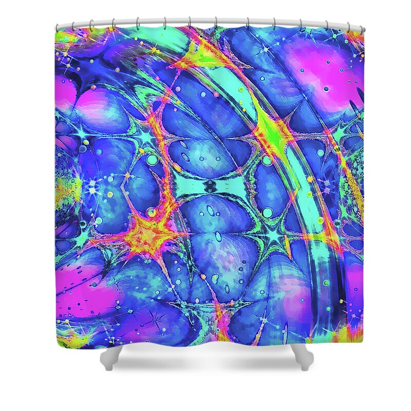 Abstract Shower Curtain featuring the digital art Celestial Burst by Wendy J St Christopher