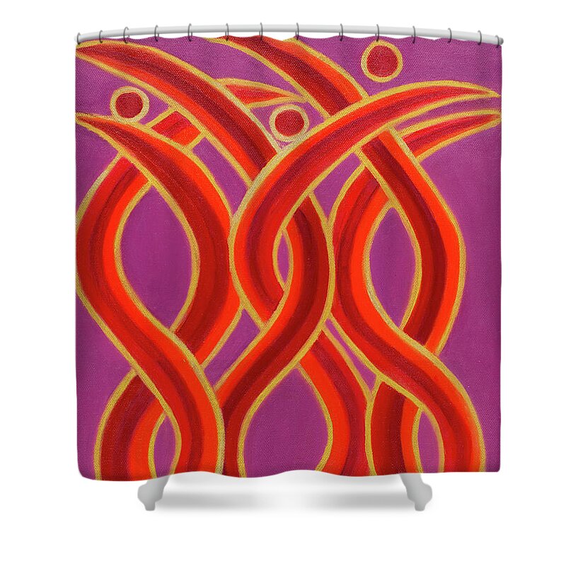 Celestial Fire Shower Curtain featuring the painting Celestial Fire by Adamantini Feng shui