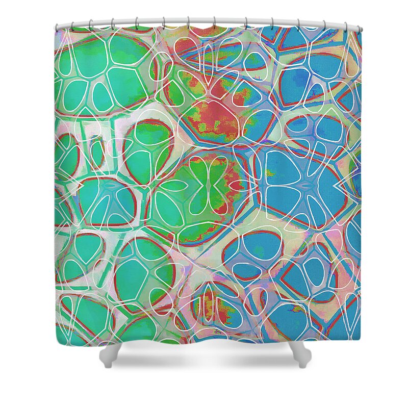 Painting Shower Curtain featuring the painting Cell Abstract 10 by Edward Fielding