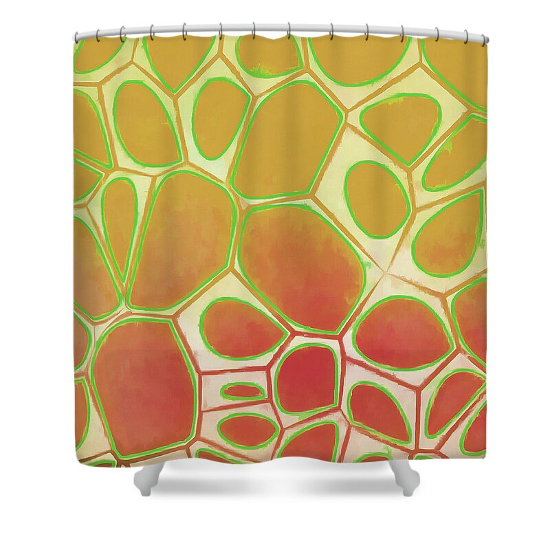 Painting Shower Curtain featuring the painting Cells Abstract Five by Edward Fielding