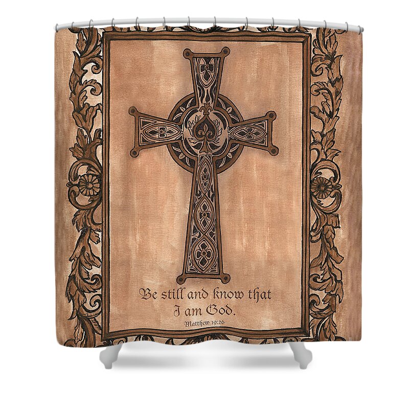Cross Shower Curtain featuring the painting Celtic Cross by Debbie DeWitt
