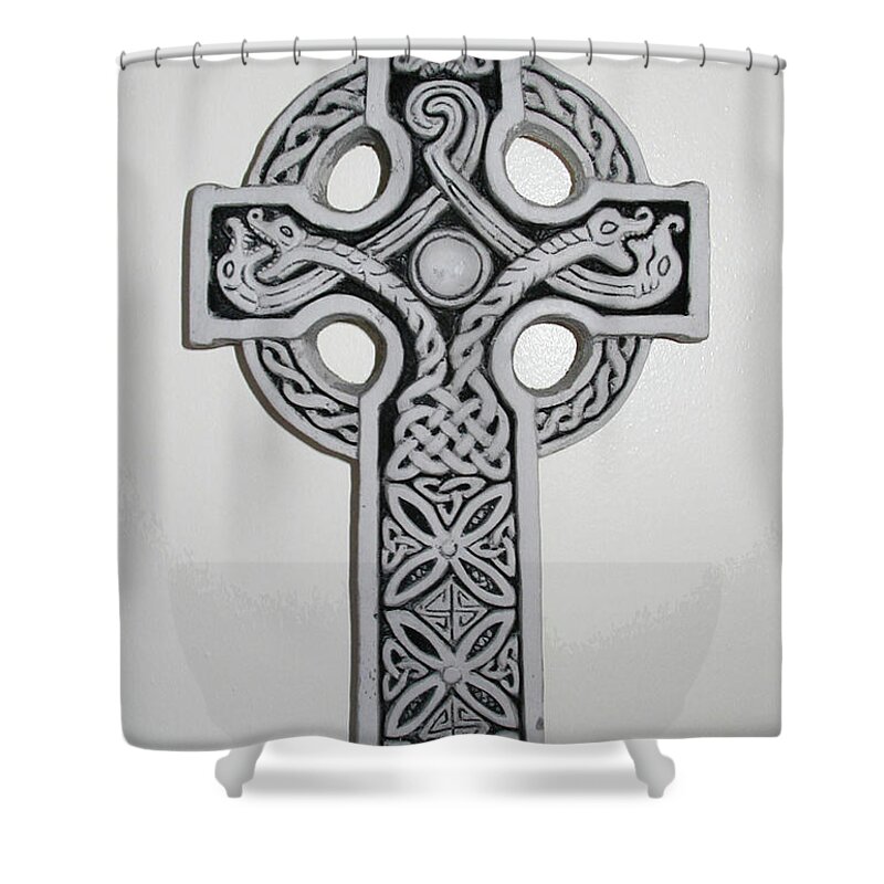 Celtic Shower Curtain featuring the photograph Celtic Cross by Mary Capriole