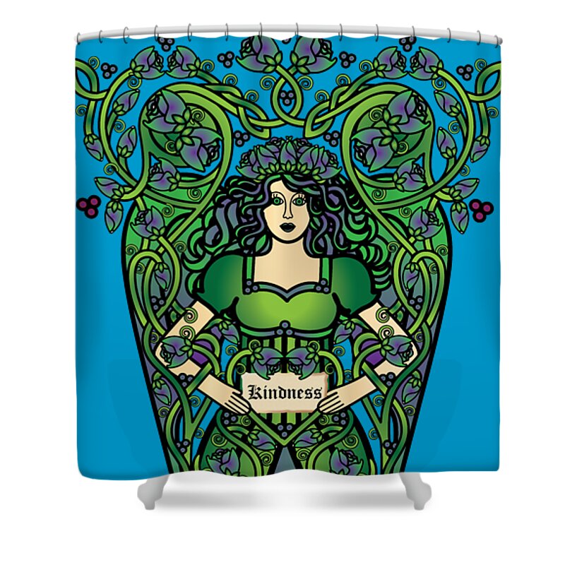 Celtic Art Shower Curtain featuring the digital art Celtic Forest Fairy - Kindness by Celtic Artist Angela Dawn MacKay