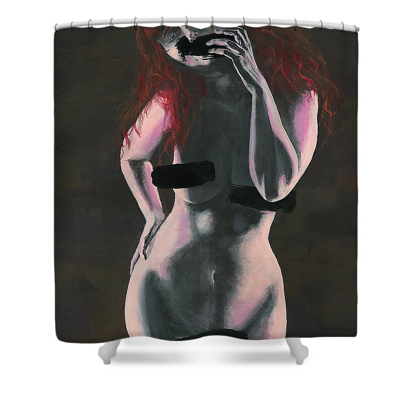 Acrylic Shower Curtain featuring the painting Censored by Matthew Mezo