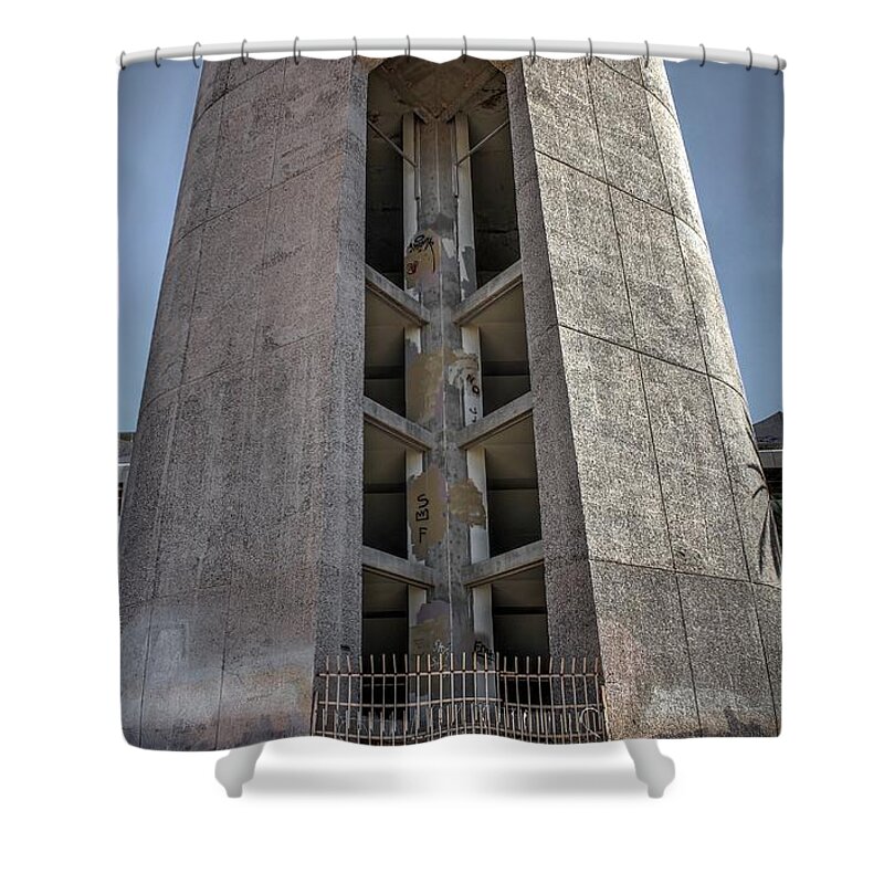Brick Shower Curtain featuring the digital art Center Stairs by Dan Stone