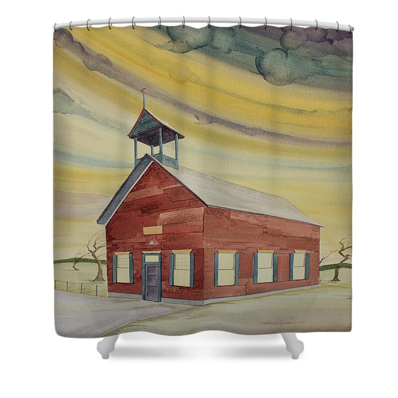 One-room School Shower Curtain featuring the painting Central Ohio Schoolhouse by Scott Kirby