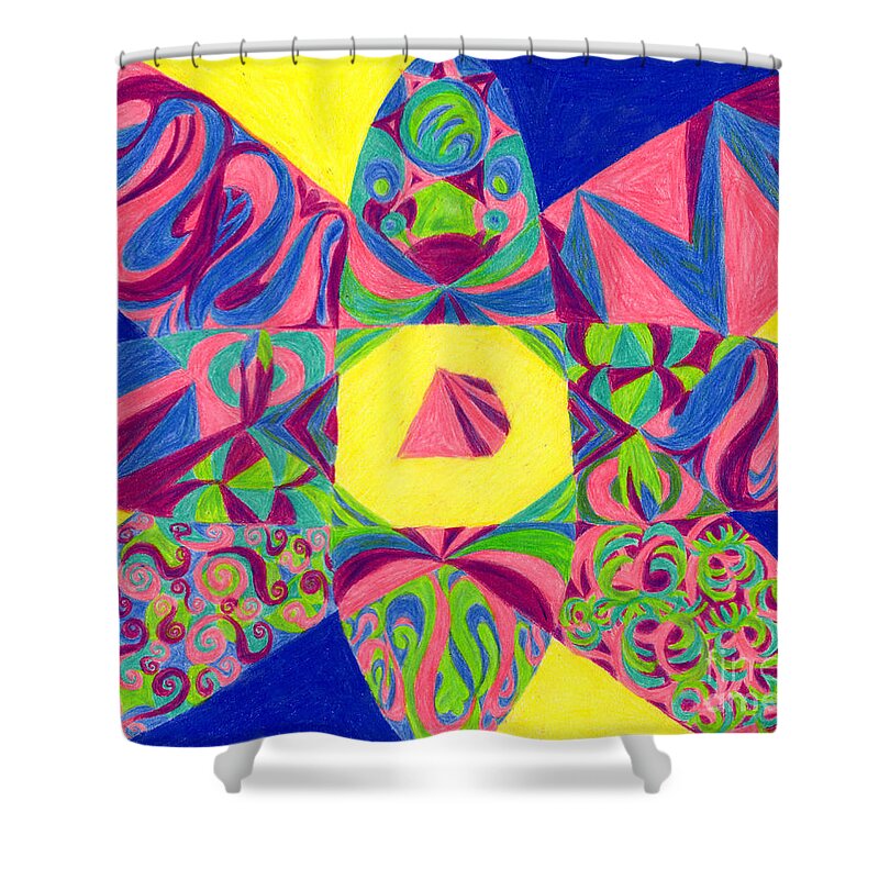 Abstract Shower Curtain featuring the drawing Centrifugal by Kim Sy Ok