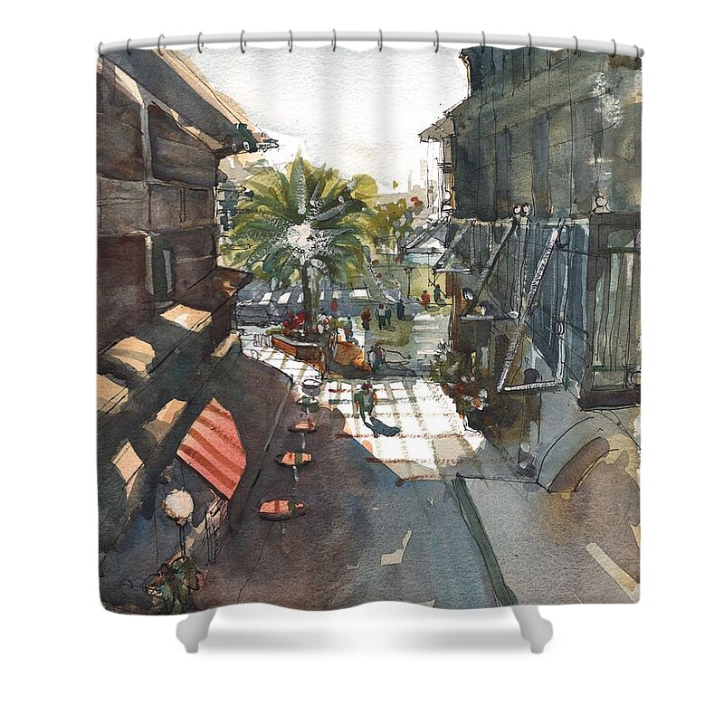  Shower Curtain featuring the painting Centro Ybor City Tampa Florida by Gaston McKenzie