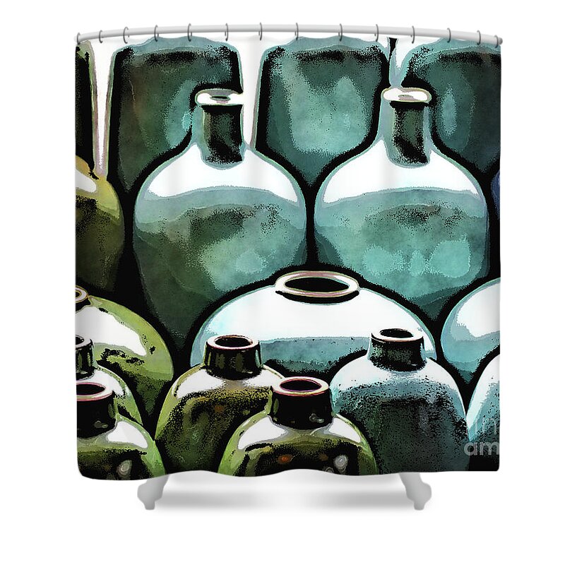 Photography Shower Curtain featuring the digital art Ceramic Vases by Phil Perkins