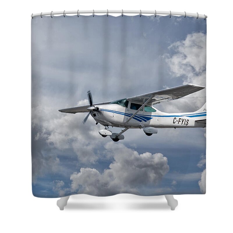 Aviation Shower Curtain featuring the photograph Cessna 182Q by Guy Whiteley