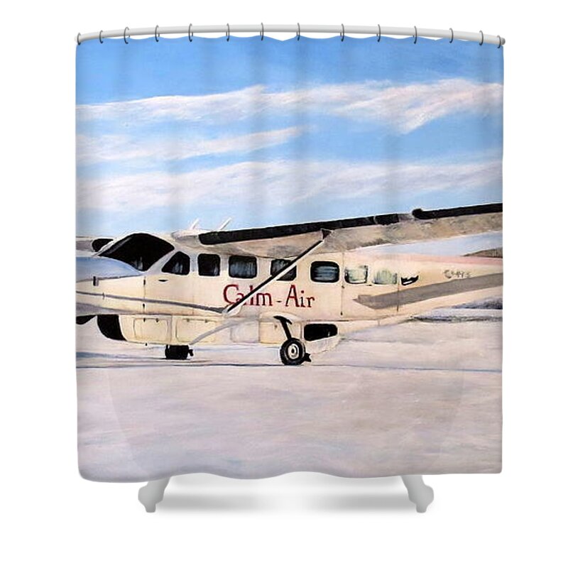 Cessna 208 Caravan Shower Curtain featuring the painting Cessna 208 Caravan by Marilyn McNish