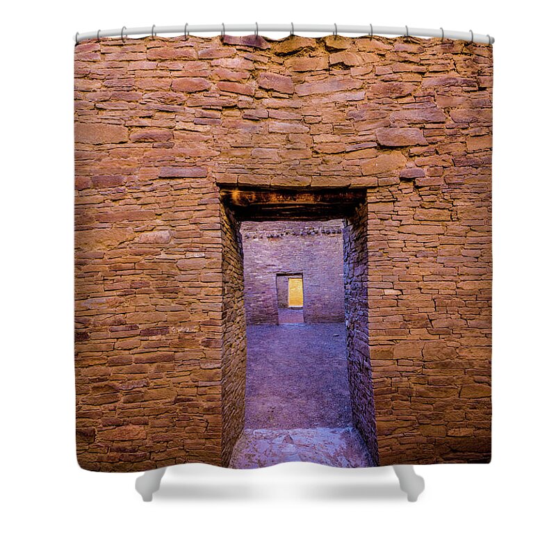 Chaco Canyon Doorways Shower Curtain featuring the photograph Chaco Canyon - Pueblo Bonito Doorways - New Mexico by Gary Whitton