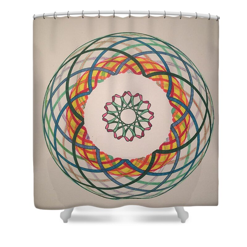 Electrons Shower Curtain featuring the mixed media Chakra study 2 by Steve Sommers