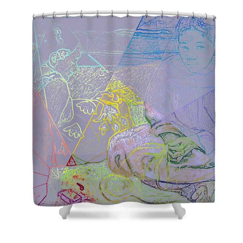 Abstract In The Living Room Shower Curtain featuring the digital art Chalkboard by David Bridburg