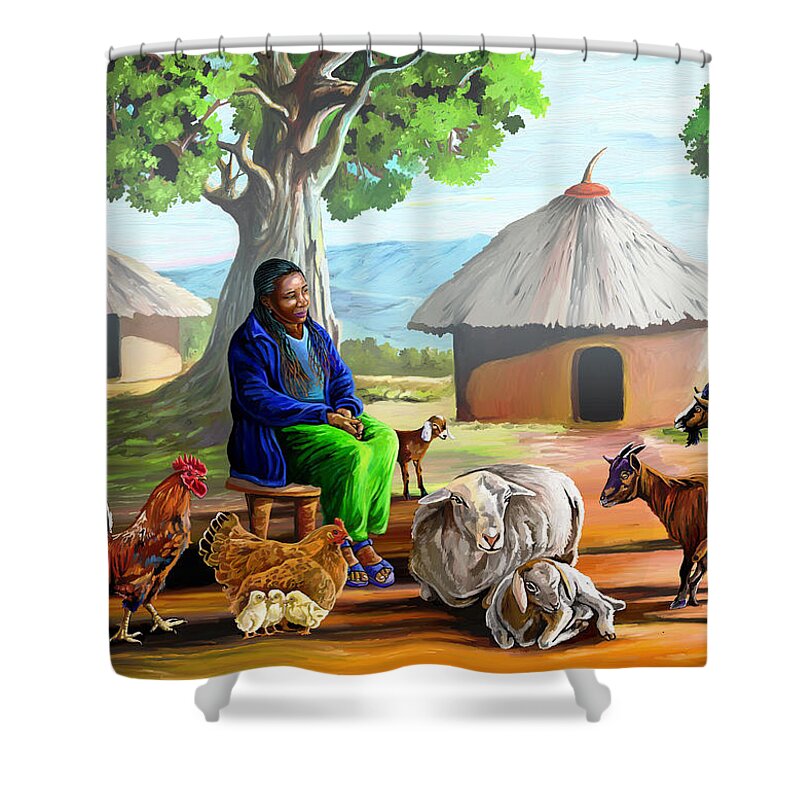 Rural Shower Curtain featuring the painting Change of Scene by Anthony Mwangi
