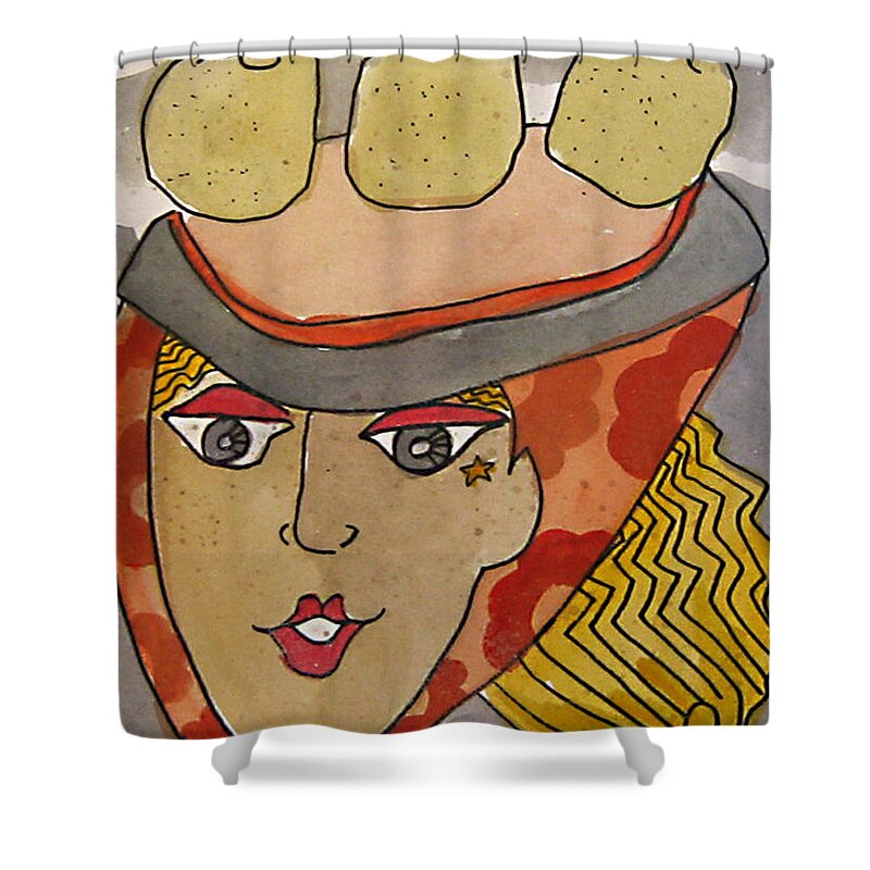 Apple Shower Curtain featuring the painting Chapeau Pommes by Marilyn Brooks