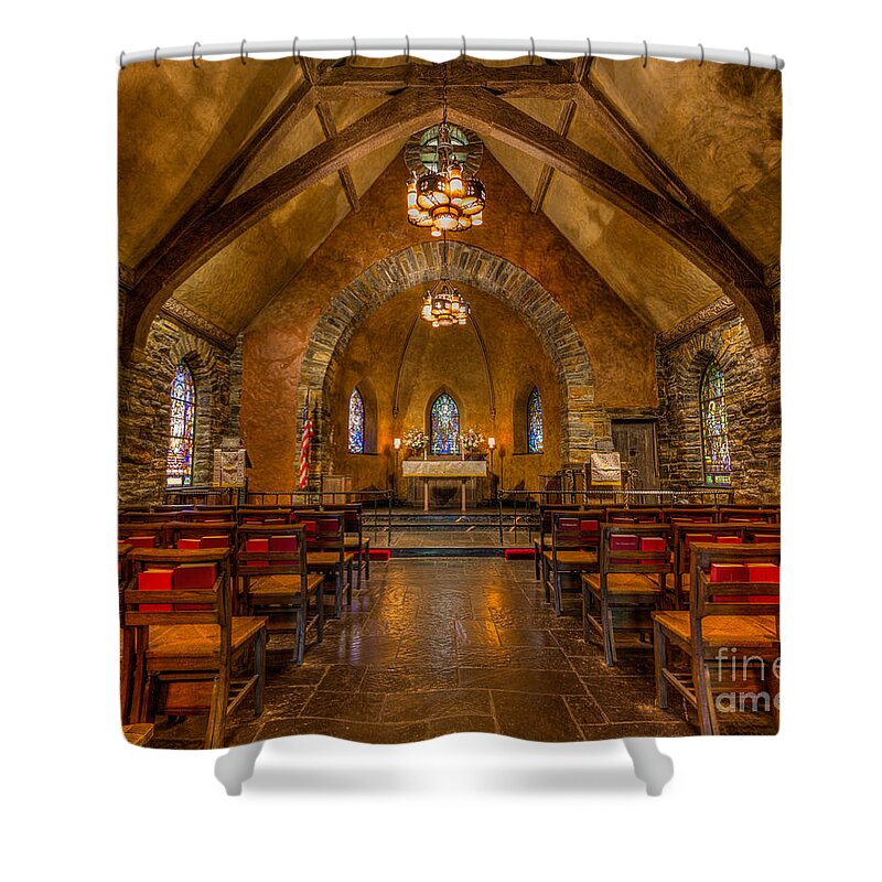 Church Shower Curtain featuring the photograph Chapel in the Woods Sanctuary by Rod Best