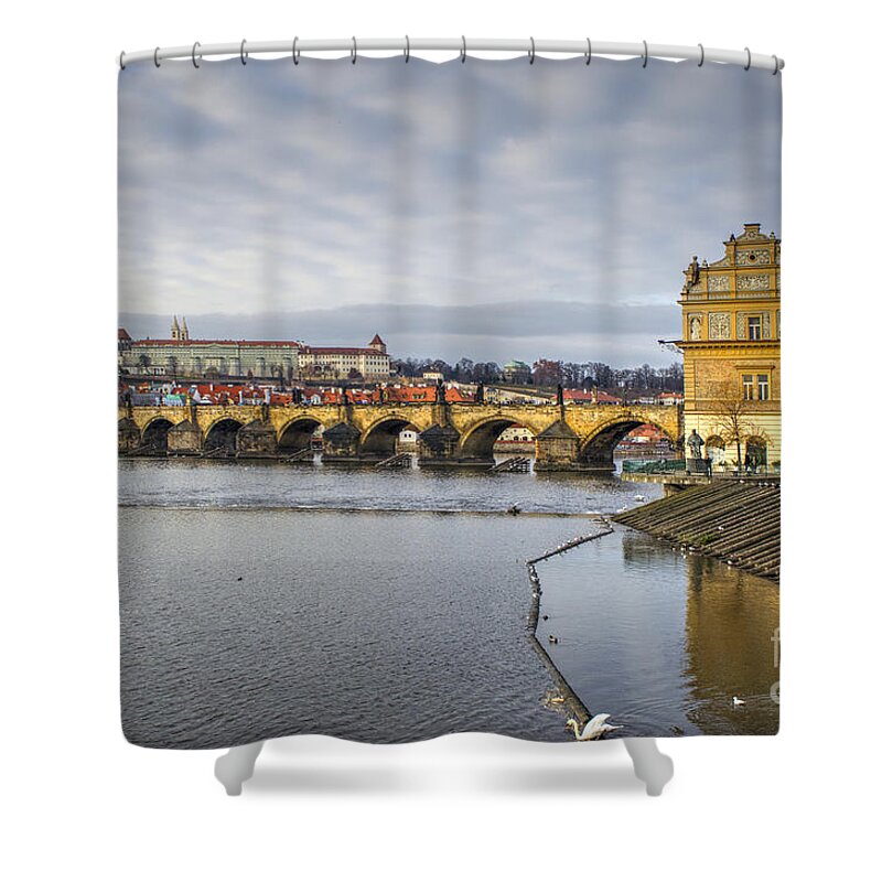 Charles Bridge Prague Shower Curtain featuring the photograph Charles Bridge by Smart Aviation