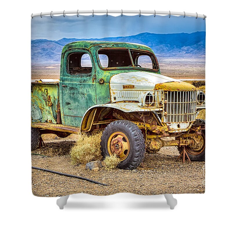 Death Valley Shower Curtain featuring the photograph The Charles Manson Forgotten Getaway Truck by Mimi Ditchie