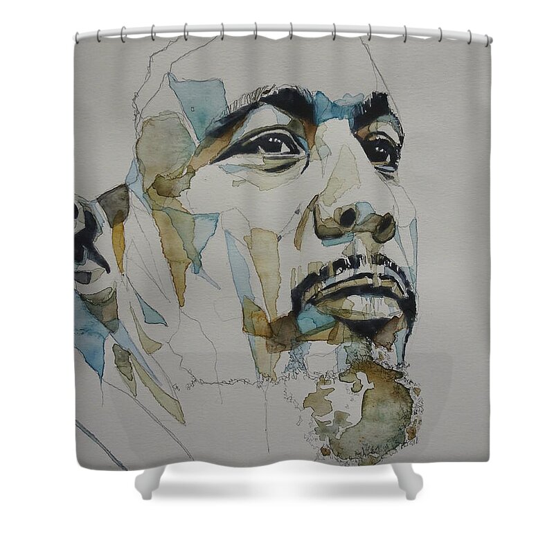Charles Mingus Jr Shower Curtain featuring the painting Charles Mingus Art by Paul Lovering