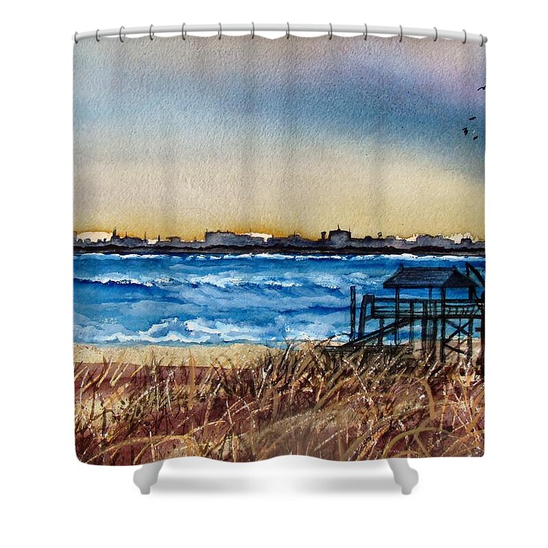 Charlieston Shower Curtain featuring the painting Charleston at Sunset by Lil Taylor