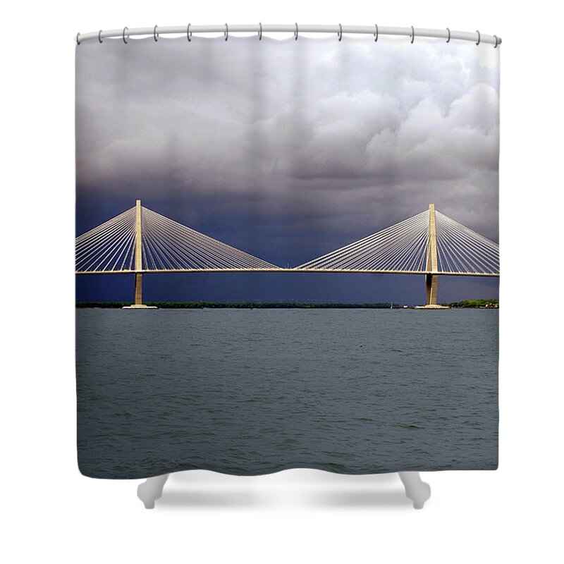 Span Shower Curtain featuring the photograph Charleston Ravenel Bridge by Skip Willits