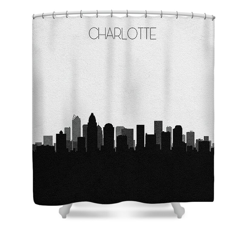 Charlotte Shower Curtain featuring the digital art Charlotte Cityscape Art by Inspirowl Design