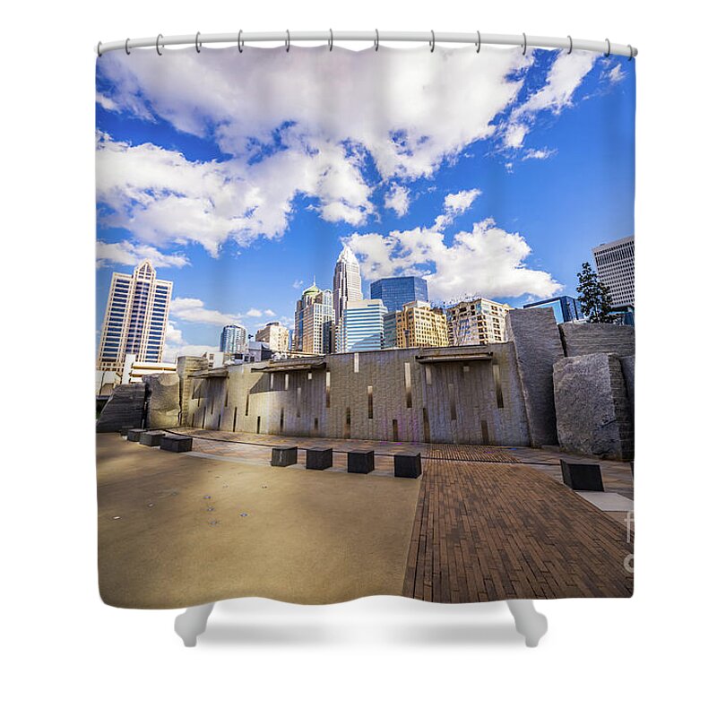 121 West Trade Shower Curtain featuring the photograph Charlotte North Carolina at Romare Bearden Park by Paul Velgos