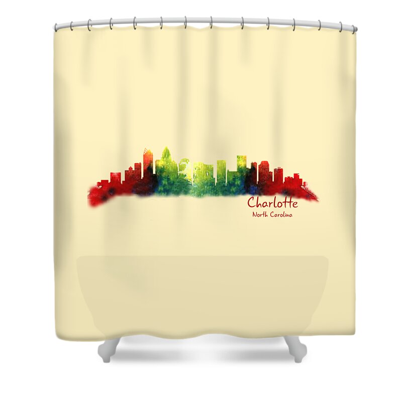 T-shirts Shower Curtain featuring the digital art Charlotte North Carolina TShirts and Accessories by Loretta Luglio