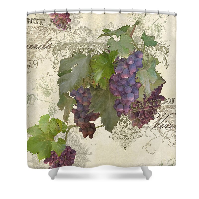 Pinot Noir Shower Curtain featuring the tapestry - textile Chateau Pinot Noir Vineyards - Vintage Style by Audrey Jeanne Roberts