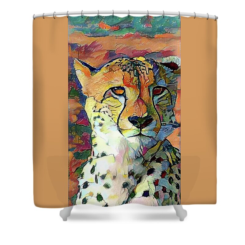 Cheetah Shower Curtain featuring the photograph Cheetah Face by Gini Moore