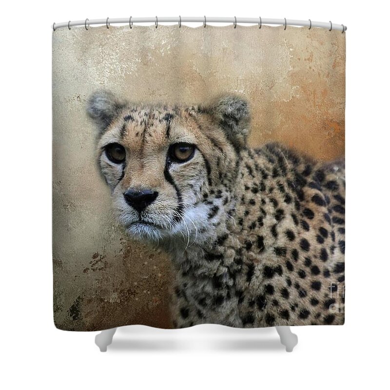 Cheetah Shower Curtain featuring the photograph Cheetah Portrait by Eva Lechner