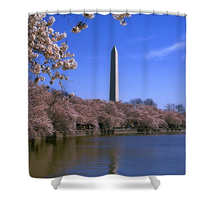 Scenic Shower Curtain featuring the photograph Cherry Blossoms on the Tidal Basin 15J by Gerry Gantt