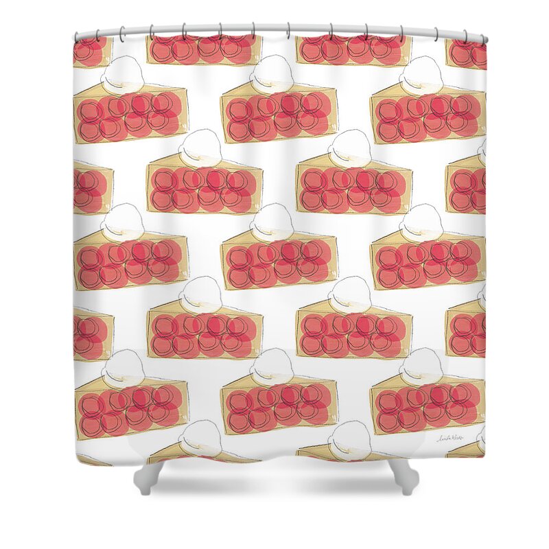 Pie Shower Curtain featuring the mixed media Cherry Pie- Art by Linda Woods by Linda Woods