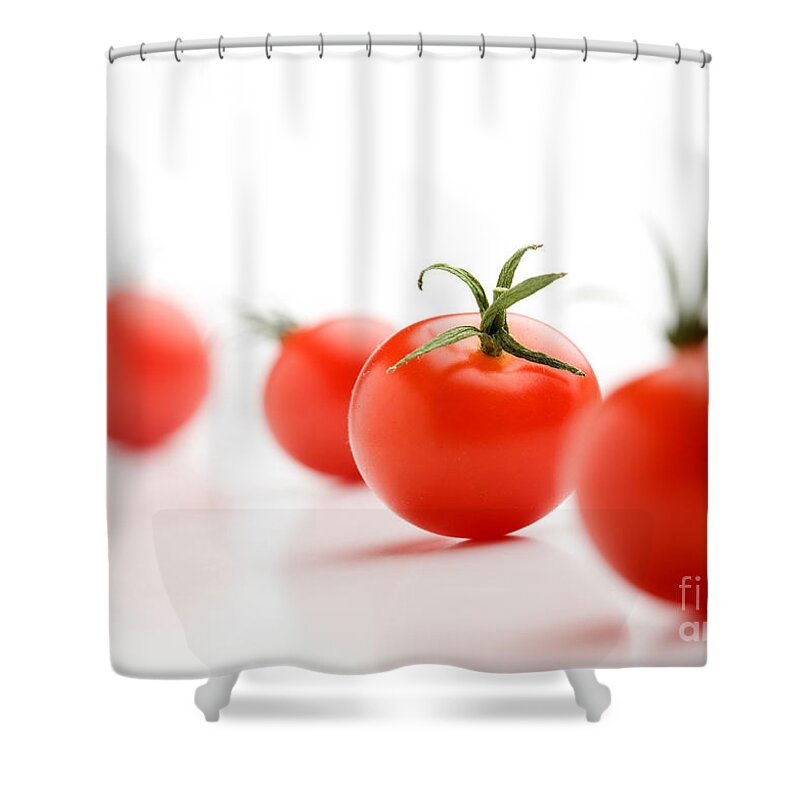 Background Shower Curtain featuring the photograph Cherry tomatoes by Kati Finell