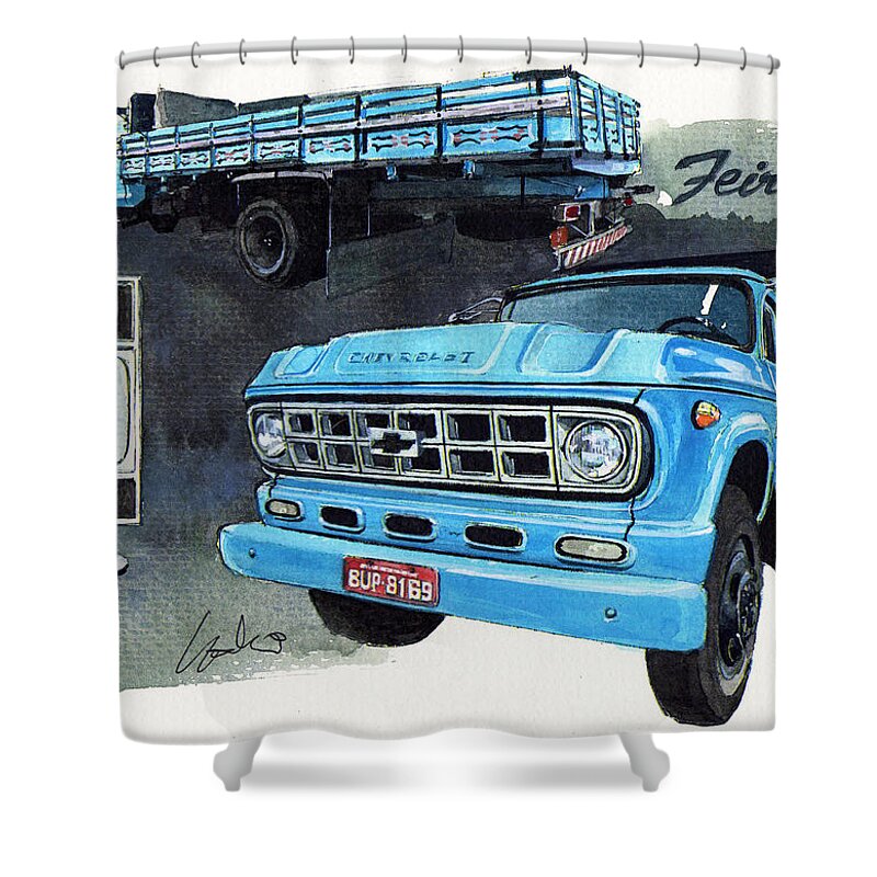 Chevrolet C60 Truck Shower Curtain featuring the painting Chevrolet C60 Truck by Yoshiharu Miyakawa