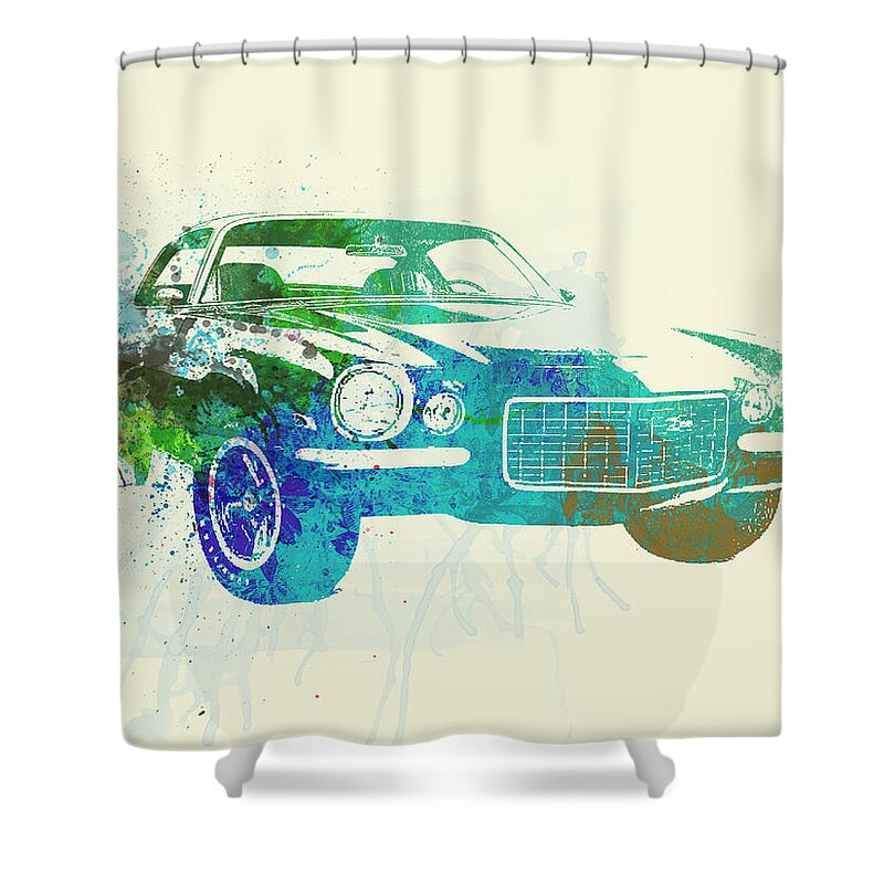 Chevy Camaro Shower Curtain featuring the painting Chevy Camaro Watercolor by Naxart Studio