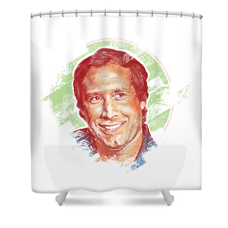 Chadlonius Shower Curtain featuring the digital art Chevy Chase by Chad Lonius