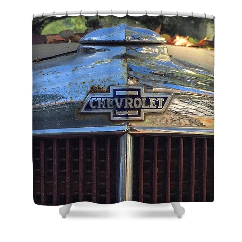 Classic Car Shower Curtain featuring the photograph Classic Chevy Chrome by Eugene Evon
