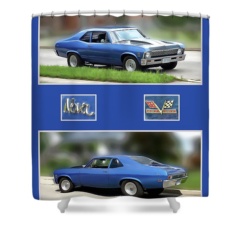 1968 Nova Shower Curtain featuring the photograph Chevy Nova Vertical by Leslie Montgomery