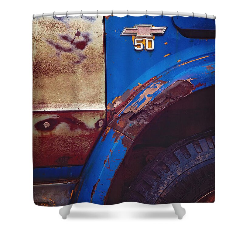 Vintage Shower Curtain featuring the photograph Chevy by Toni Hopper