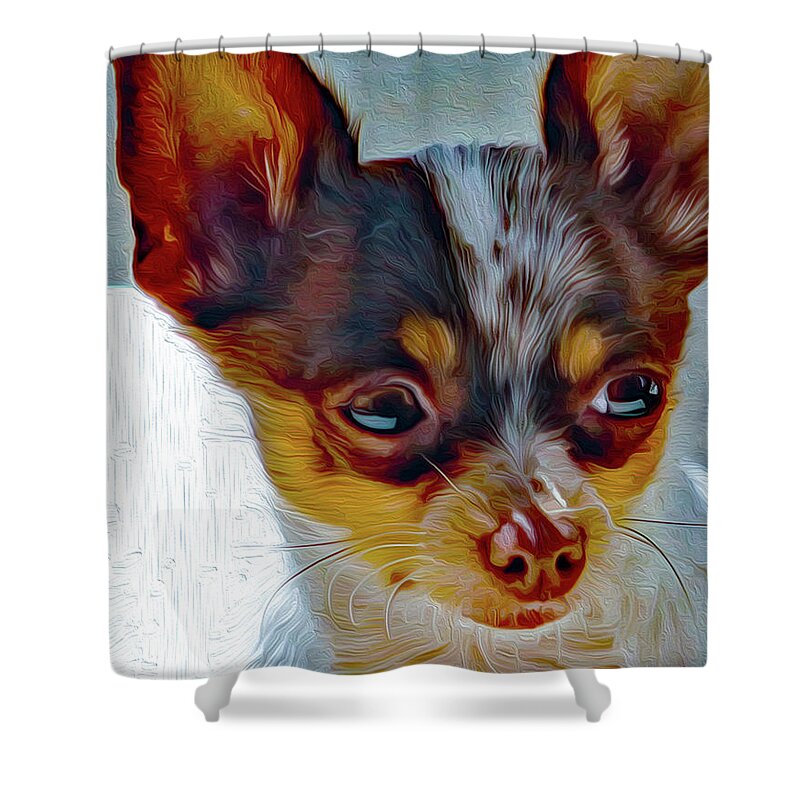 Animal Shower Curtain featuring the painting Chi Beauty by DB Hayes