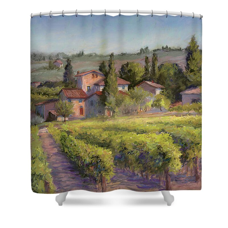 Chianti Shower Curtain featuring the painting Chianti Vineyard by Vikki Bouffard