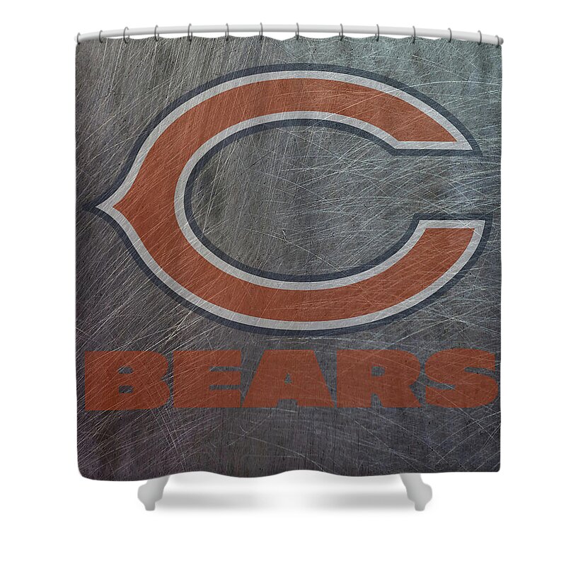 Chicago Shower Curtain featuring the mixed media Chicago Bears Translucent Steel by Movie Poster Prints