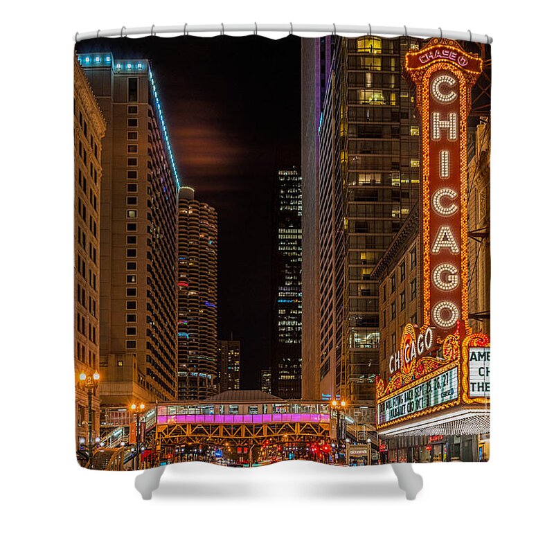 Chicago Shower Curtain featuring the photograph Chicago Nightscape by Izet Kapetanovic