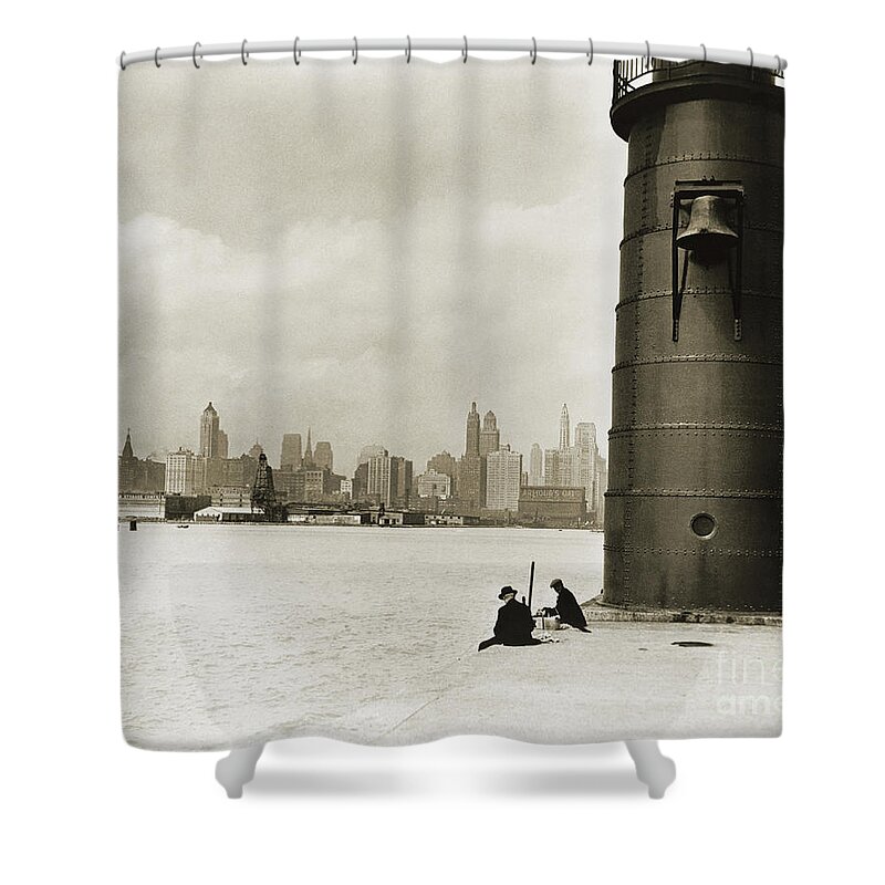 1930 Shower Curtain featuring the photograph Chicago Skyline, 1930 by Granger