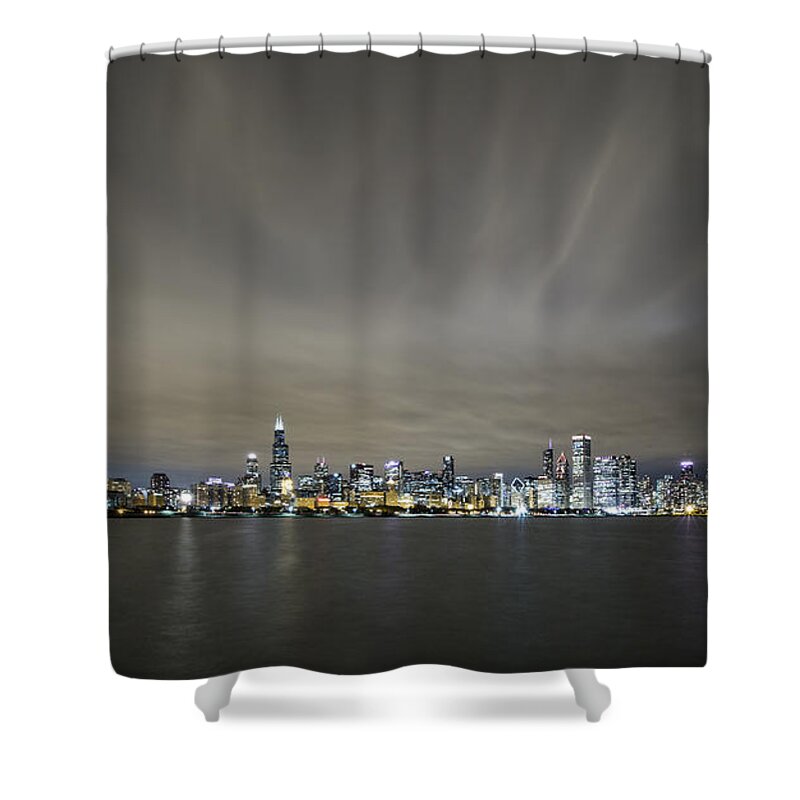 Chicago Shower Curtain featuring the photograph Chicago Skyline at night by Keith Kapple
