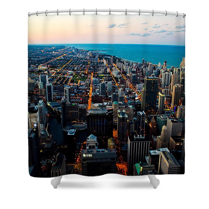 Sunset Shower Curtain featuring the photograph Chicago Skyline by Richard Zentner