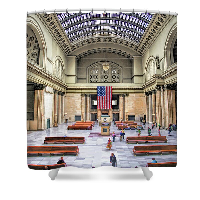 Chicago Shower Curtain featuring the painting Chicago Union Station Grand Hall by Christopher Arndt